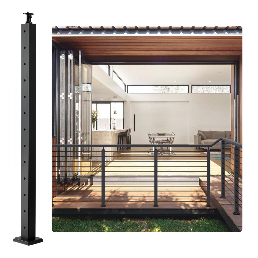 VV-106.7x5x5-LGZYK - 42" Stainless Steel Cable Railing Post with Adjustable Bracket