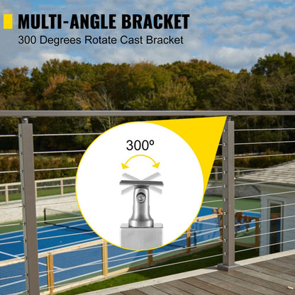 VV-106.7x2.5x5-LGZYKSLIVER - 42" Adjustable Stainless Steel Cable Railing Post