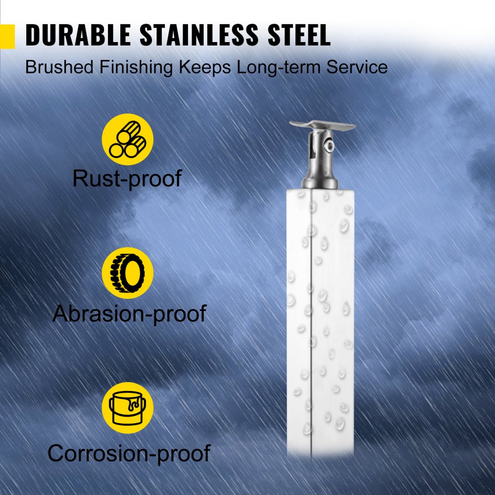 VV-91.4x5x5-LGZWKSLIVER - 36" Adjustable Stainless Steel Cable Railing Post