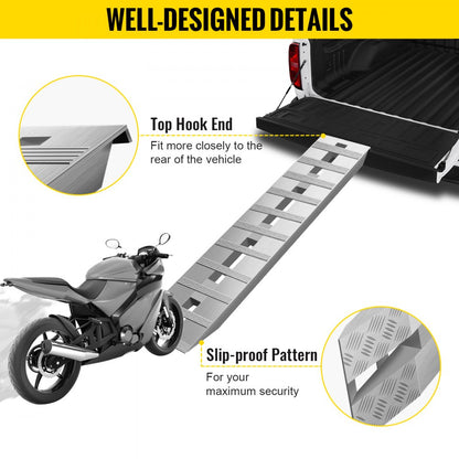 010757770104 - 60” Aluminum Trailer Ramps 6000LBS with Hook Ends