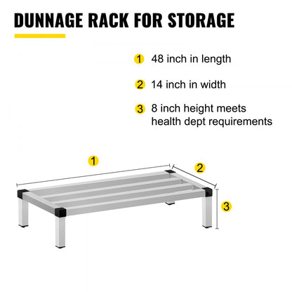 010694816688 - Heavy-Duty 48'' Aluminum Dunnage Rack for Kitchen & Warehouse