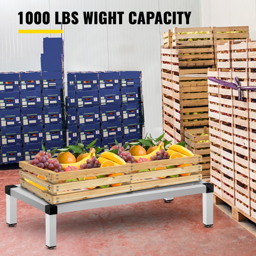 010694816688 - Heavy-Duty 48'' Aluminum Dunnage Rack for Kitchen & Warehouse