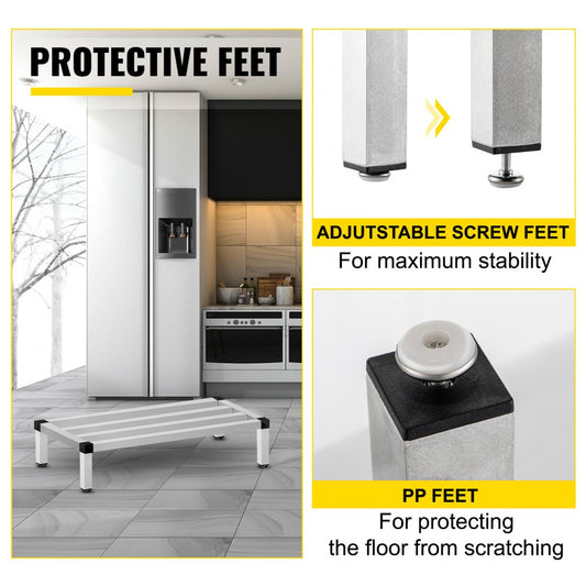 010694816688 - Heavy-Duty 48'' Aluminum Dunnage Rack for Kitchen & Warehouse