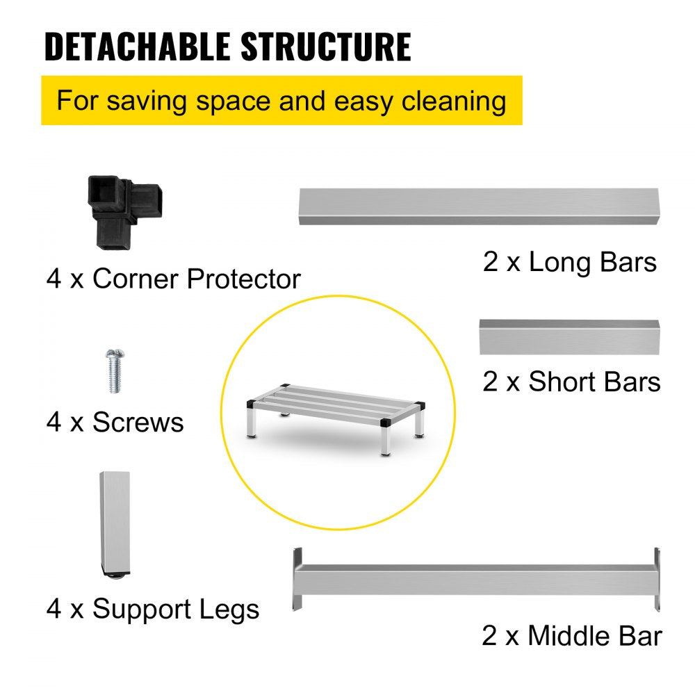010694816688 - Heavy-Duty 48'' Aluminum Dunnage Rack for Kitchen & Warehouse