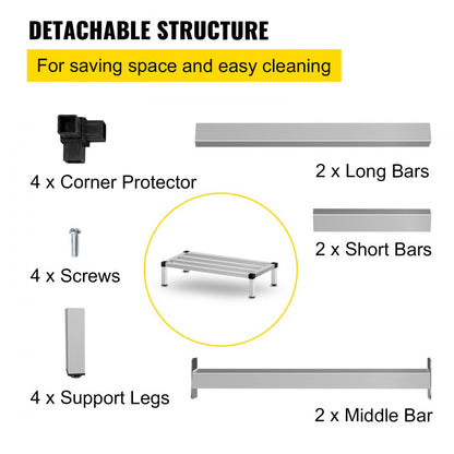 010694816688 - Heavy-Duty 48'' Aluminum Dunnage Rack for Kitchen & Warehouse