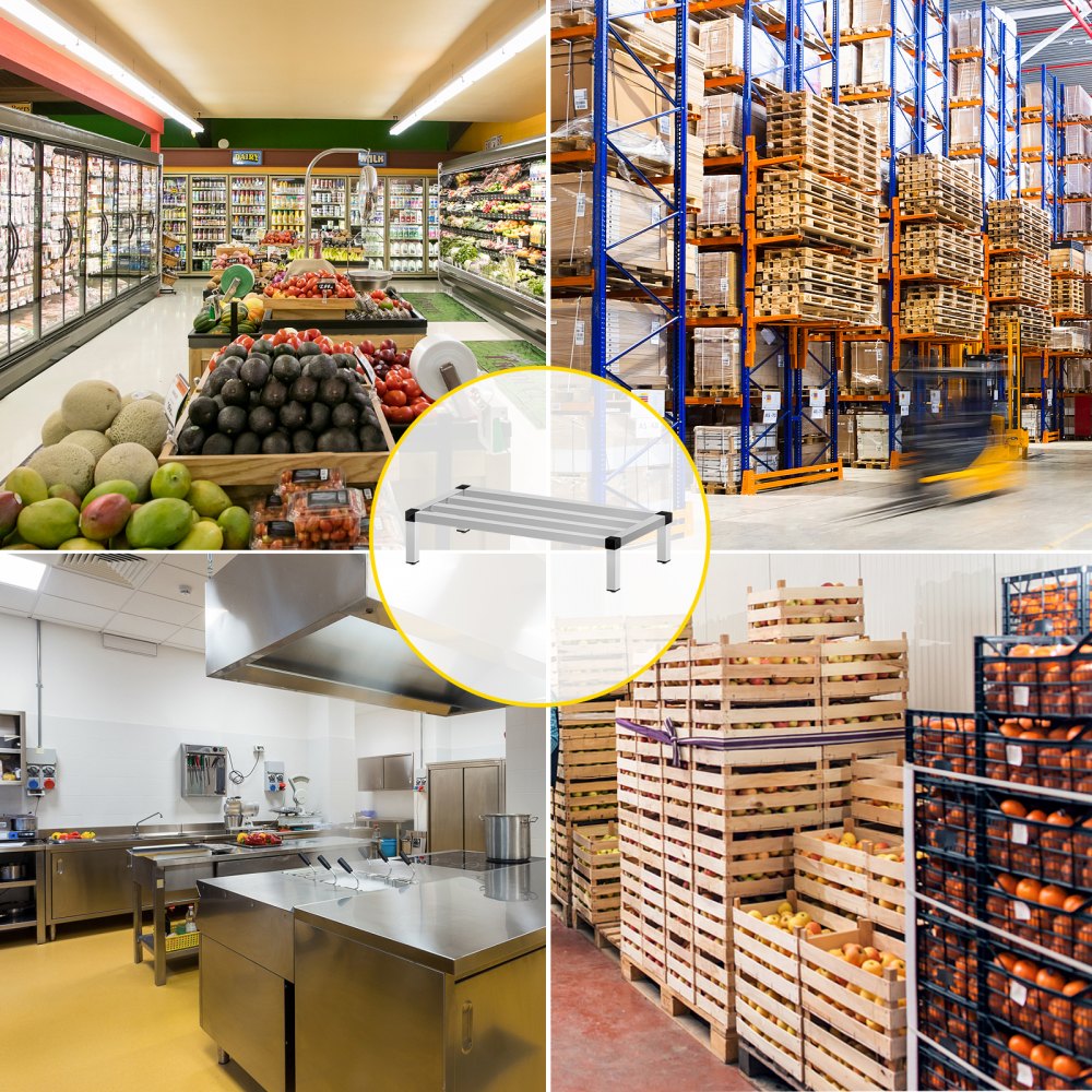 010694816688 - Heavy-Duty 48'' Aluminum Dunnage Rack for Kitchen & Warehouse