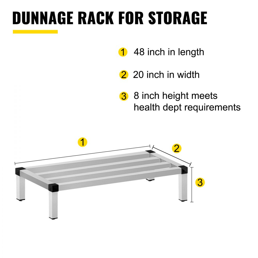 010934831862 - 48" Aluminum Dunnage Rack for Kitchen and Restaurant Storage