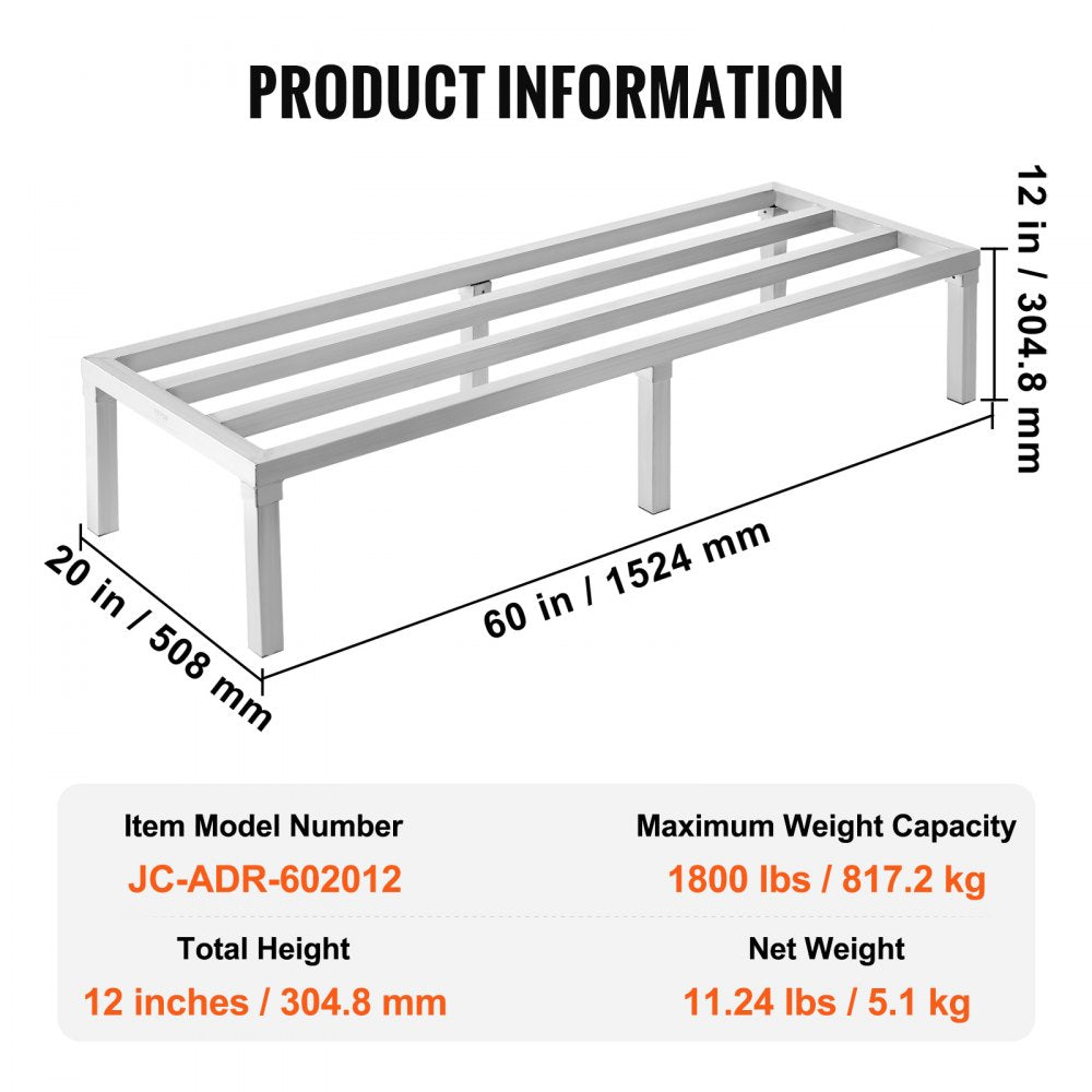 JC-ADR-602012 - Heavy-Duty 60” Aluminum Dunnage Rack, 1800 lbs Capacity