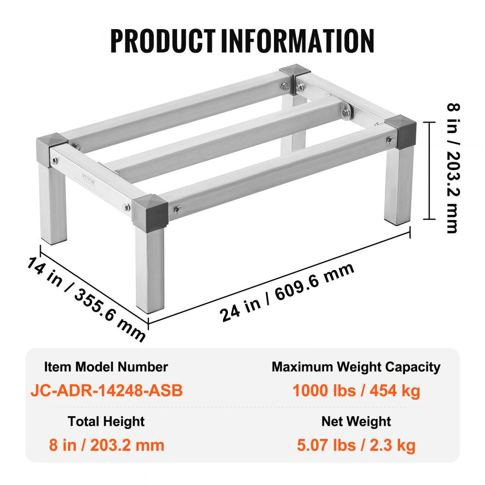 JC-ADR-14248-ASB - Adjustable 1000 lb Aluminum Dunnage Rack for Easy Storage