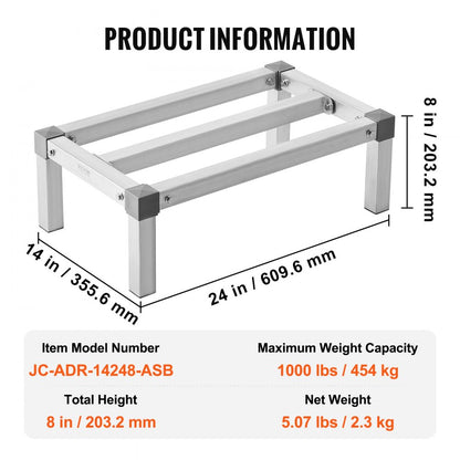 JC-ADR-14248-ASB - Adjustable 1000 lb Aluminum Dunnage Rack for Easy Storage