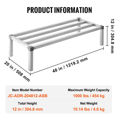 JC-ADR-204812-ASB - Rust-Resistant Adjustable Aluminum Rack, 1000 lbs Capacity
