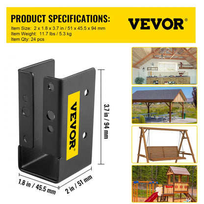 VV-2x4UXLJJH-24PCS - Powder-Coated Steel Joist Hanger for 2" x 4" Beams