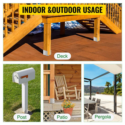 010595375174 - Durable Stainless Steel Post Base Set for 8x8" Posts