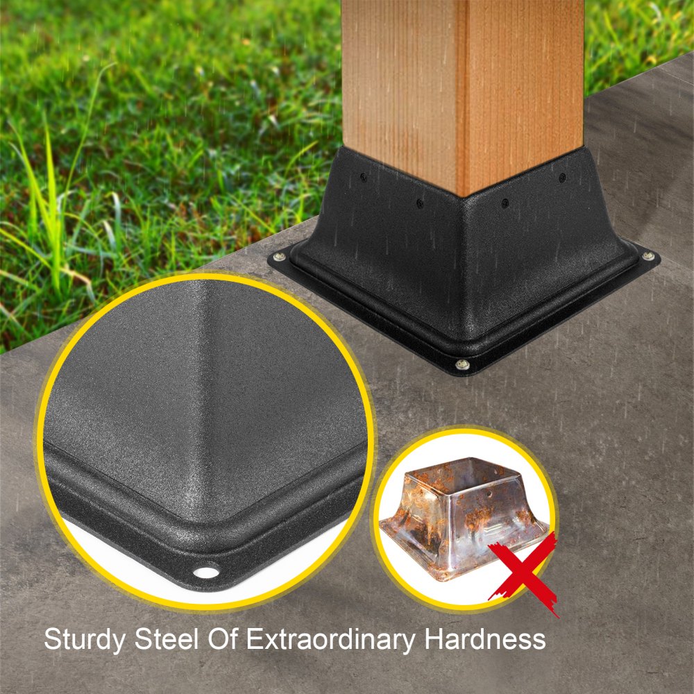 010518865364 - 4x4" Steel Post Base Skirt, Rust-Resistant for Decks & Railings