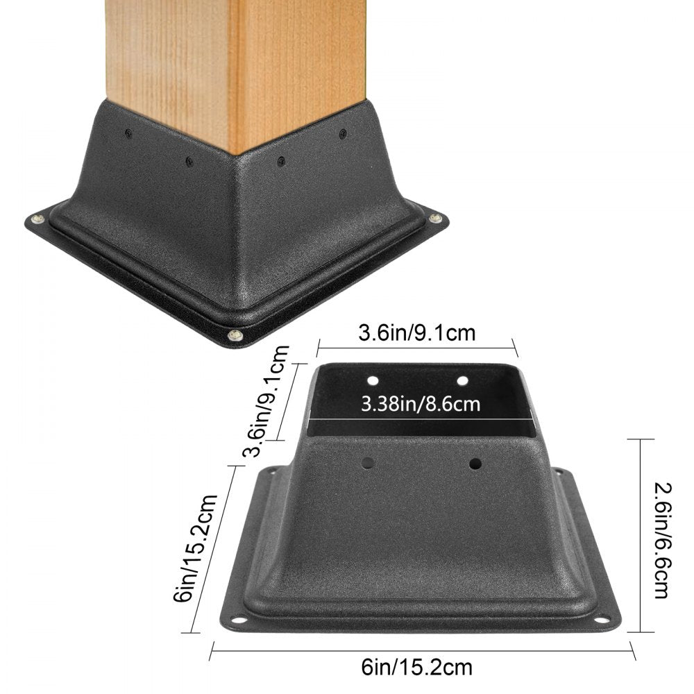 010518865364 - 4x4" Steel Post Base Skirt, Rust-Resistant for Decks & Railings