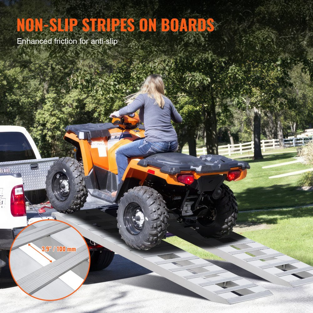 NY6073 - 72" Aluminum Loading Ramps for ATVs & Motorcycles, 6000 lbs Capacity