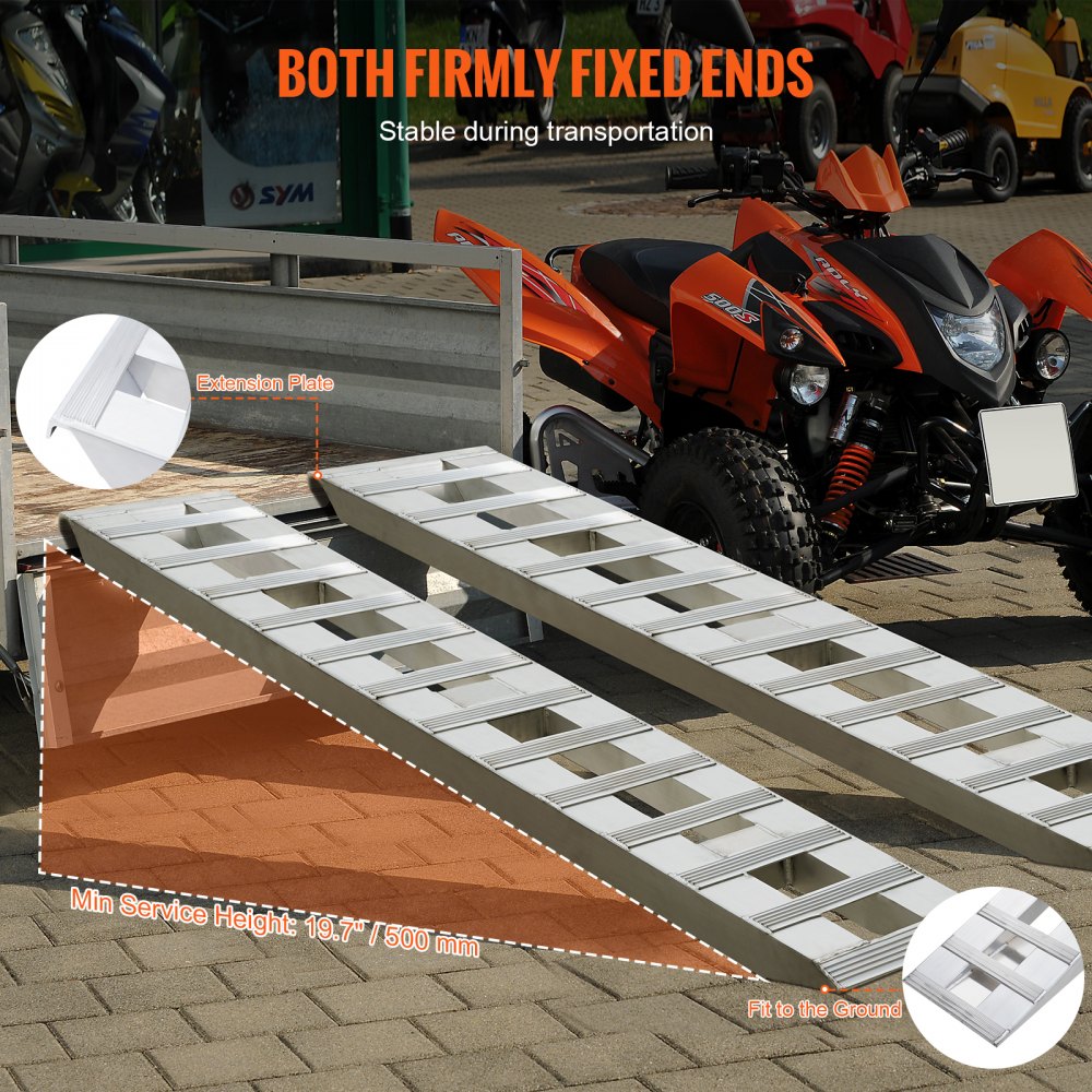 NY6073 - 72" Aluminum Loading Ramps for ATVs & Motorcycles, 6000 lbs Capacity