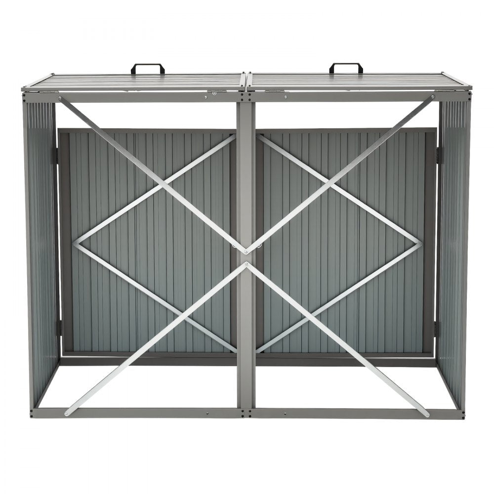ZY-2X240L-0.23 - Galvanized Steel Trash Can Storage Shed with Locks & Ramp