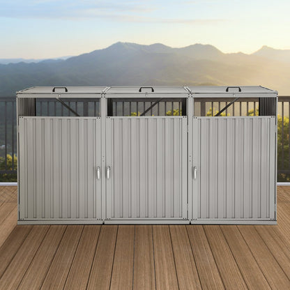 ZY-3X240L-0.23 - Durable Galvanized Trash Can Shed with Ramp & Metal Locks