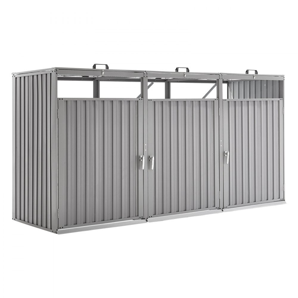 ZY-3X240L-0.23 - Durable Galvanized Trash Can Shed with Ramp & Metal Locks