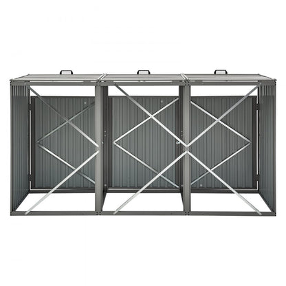 ZY-3X240L-0.23 - Durable Galvanized Trash Can Shed with Ramp & Metal Locks