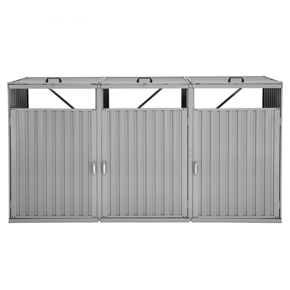 ZY-3X240L-0.23 - Durable Galvanized Trash Can Shed with Ramp & Metal Locks