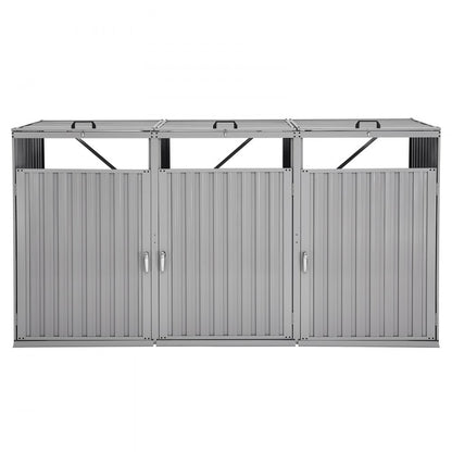 ZY-3X240L-0.23 - Durable Galvanized Trash Can Shed with Ramp & Metal Locks