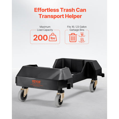 XDL-90A-D - Heavy-Duty Trash Can Dolly with 3" Swivel Wheels