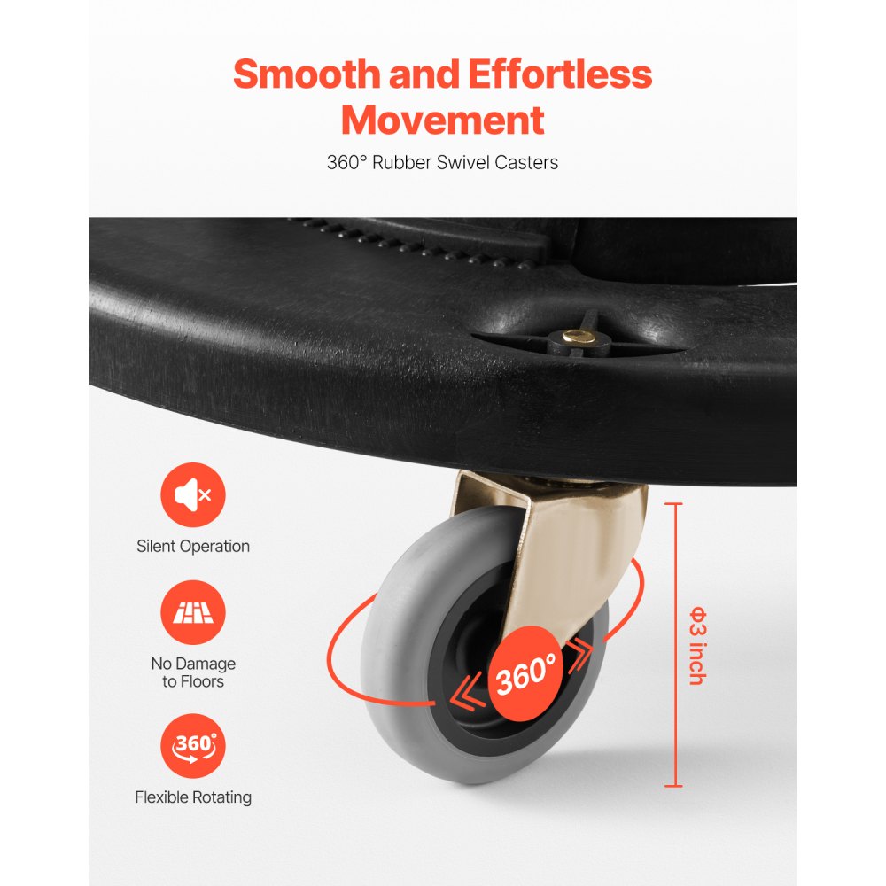 XDW-007-C - 500lbs Trash Can Dolly for 20-55 Gallon Bins