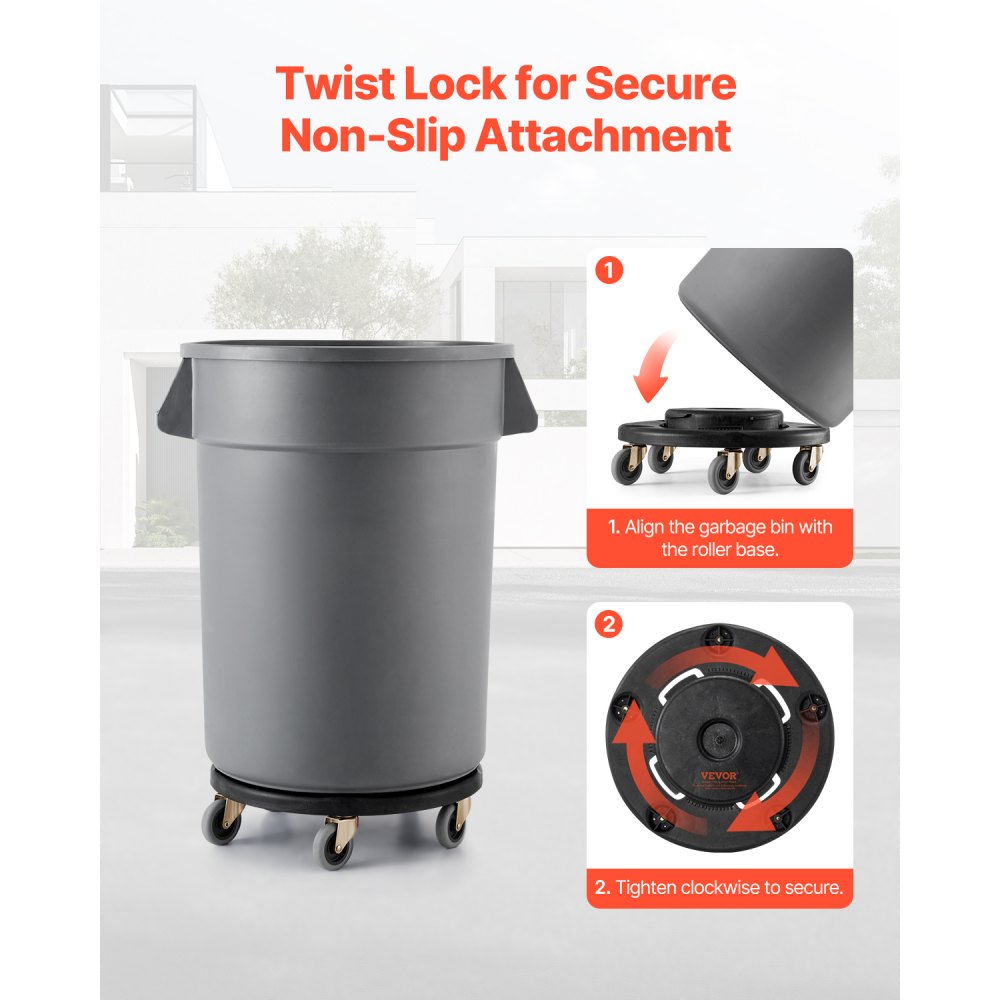 XDW-007-C - Heavy-Duty Trash Can Dolly for 20-55 Gallon Bins