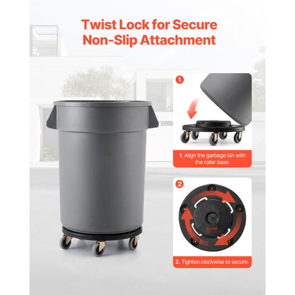 XDW-007-C - Heavy-Duty Trash Can Dolly for 20-55 Gallon Bins