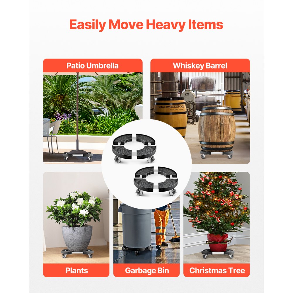 Y21-2 - Heavy-Duty 440lbs Trash Can Dolly with 6-Position Height Adjustment