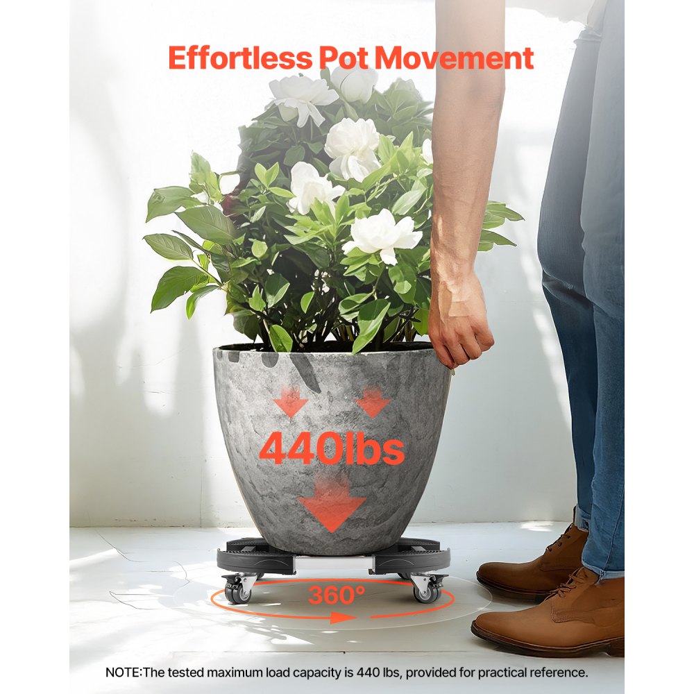 Y21-1 - Adjustable 15"-22.8" Heavy Duty Trash Can Dolly with Lockable Wheels