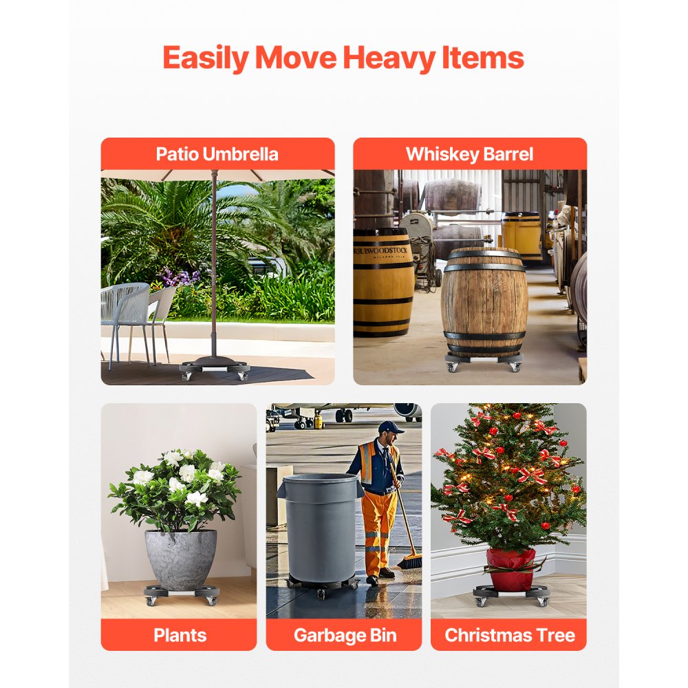 Y21-1 - Adjustable 15"-22.8" Heavy Duty Trash Can Dolly with Lockable Wheels