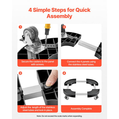 Y21-1 - Adjustable 15"-22.8" Heavy Duty Trash Can Dolly with Lockable Wheels