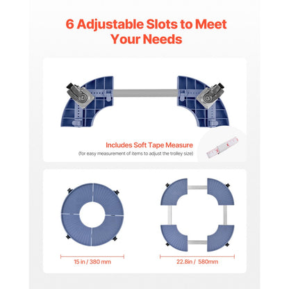 Y02-1 - Adjustable 15"-22.8" Heavy-Duty Trash Can Dolly with Lockable Casters