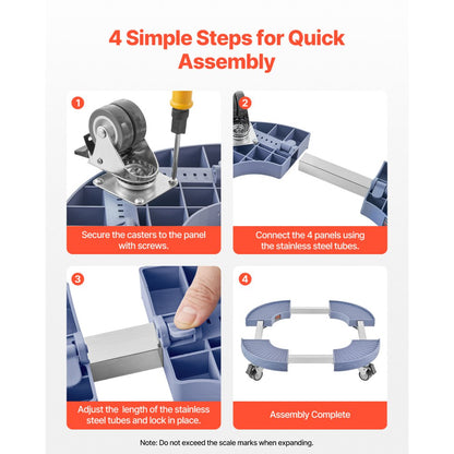 Y02-1 - Adjustable 15"-22.8" Heavy-Duty Trash Can Dolly with Lockable Casters