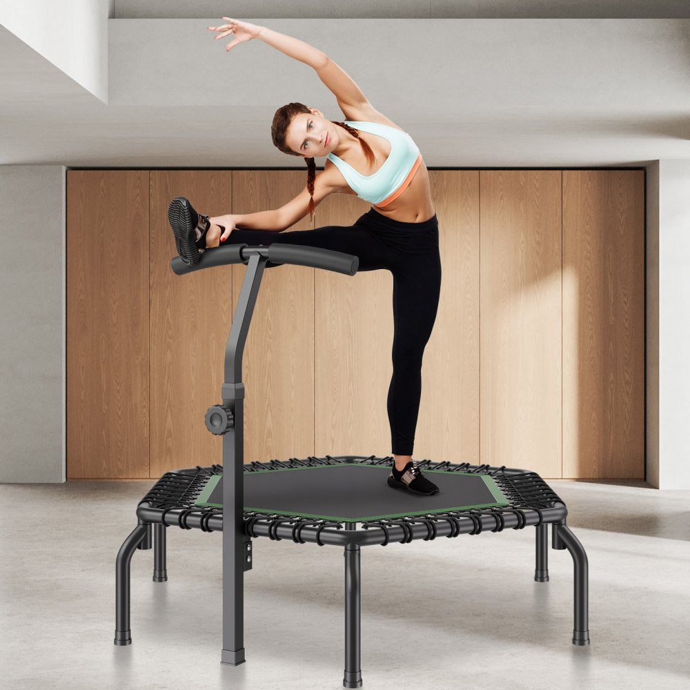 TX-B6390-48in+T - 48in Mini Trampoline with Adjustable Handlebar and Sturdy Design