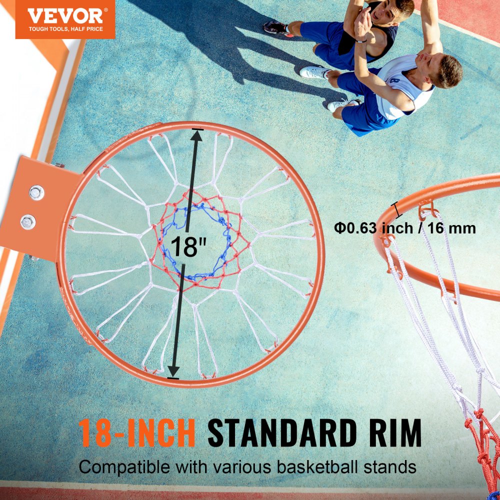 B016B - Durable 18" VEVOR Basketball Rim for Indoor/Outdoor Use