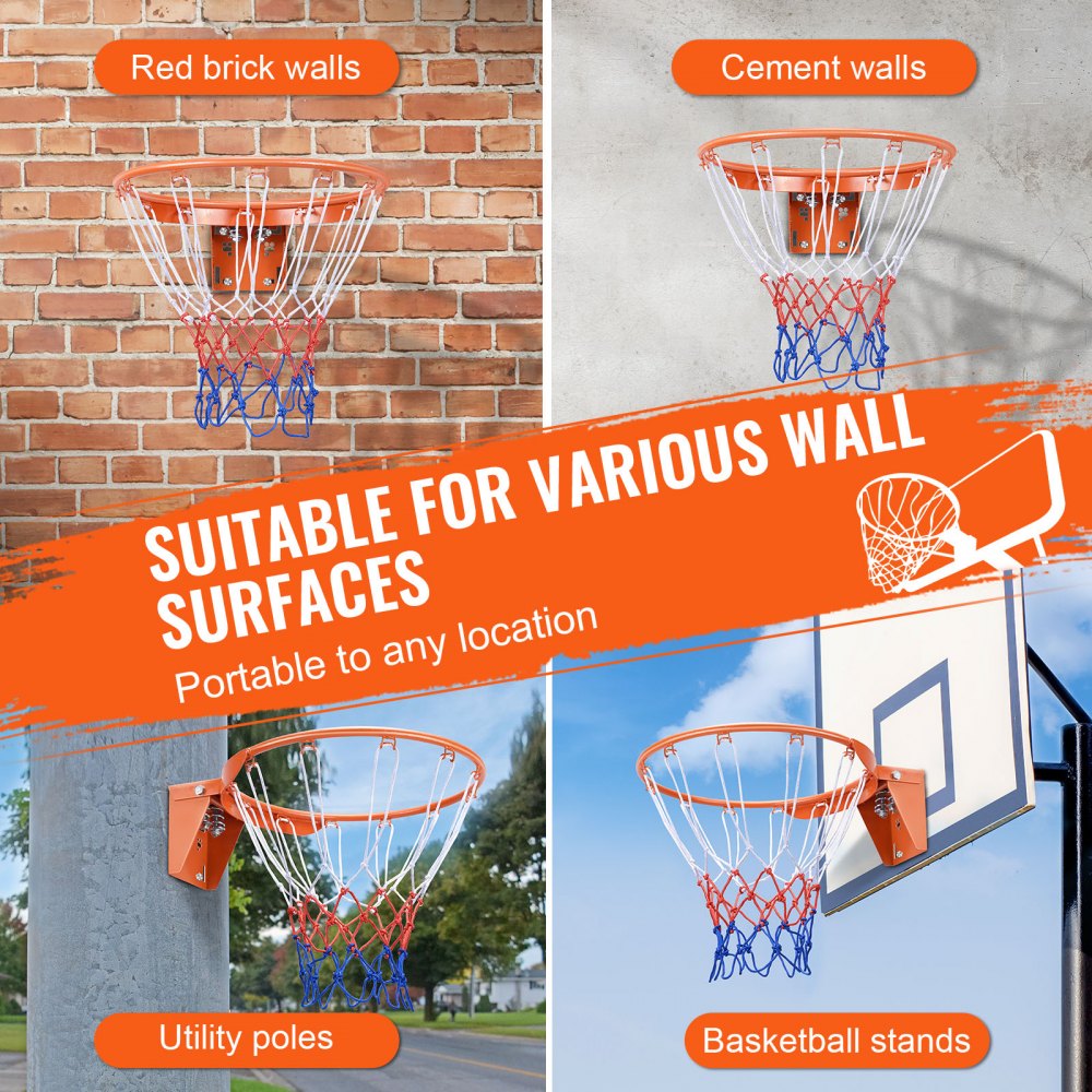 B016B - Durable 18" VEVOR Basketball Rim for Indoor/Outdoor Use