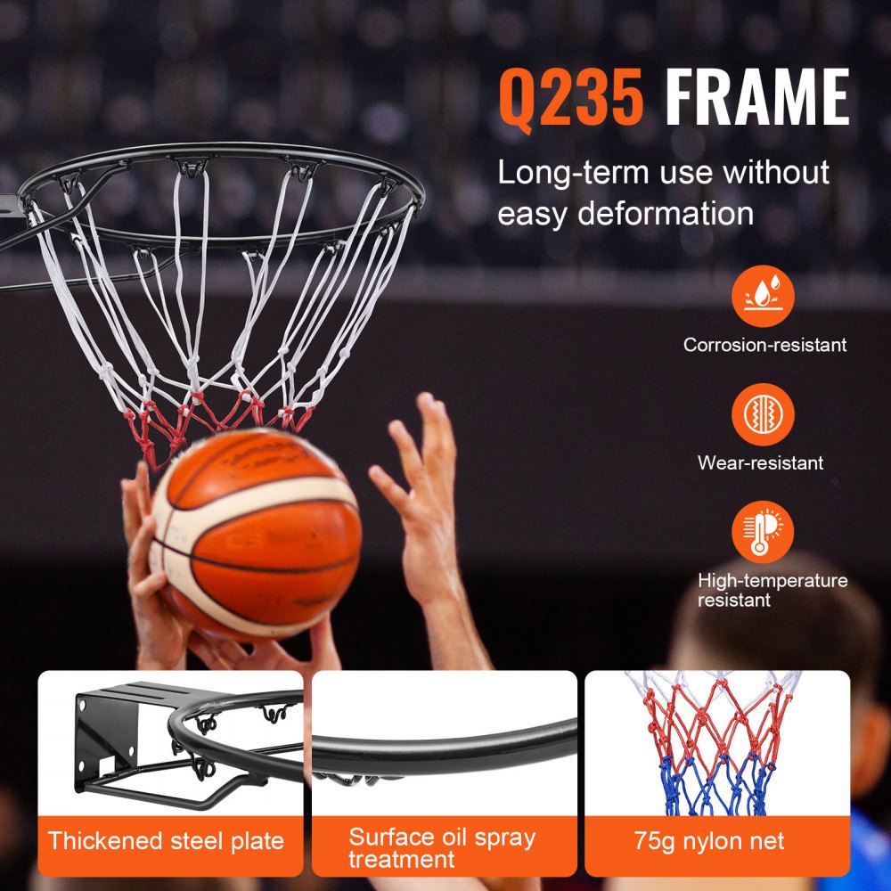 M-R1S - Durable 18" VEVOR Steel Basketball Rim for Indoor/Outdoor Play