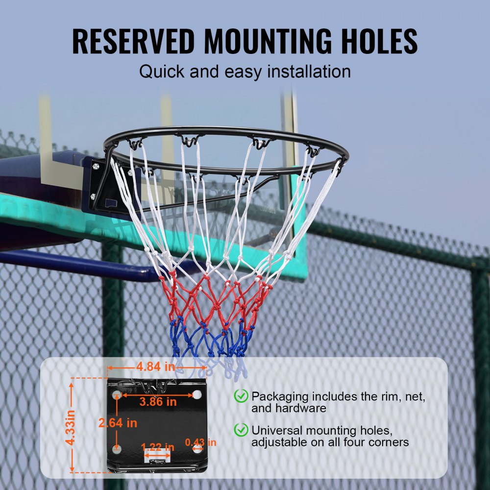 M-R1S - Durable 18" VEVOR Steel Basketball Rim for Indoor/Outdoor Play