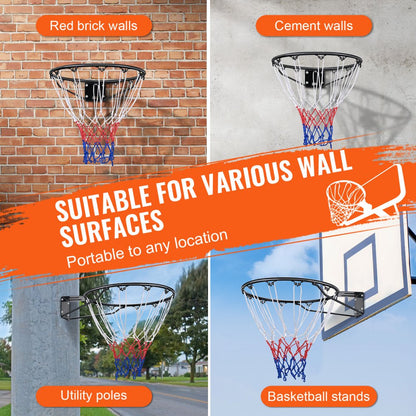 M-R1S - Durable 18" VEVOR Steel Basketball Rim for Indoor/Outdoor Play