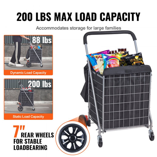 JY-BkL02 - 200 lbs Max Load Folding Cart with Swivel Wheels