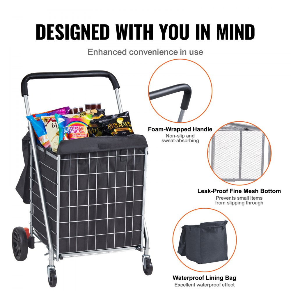 JY-BkL02 - 200 lbs Max Load Folding Cart with Swivel Wheels