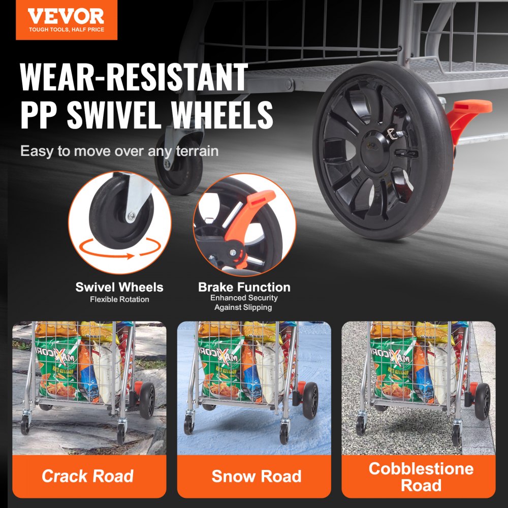 JY-BkS - Lightweight 66lbs Capacity Folding Cart with 360° Swivel Wheels