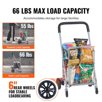 JY-BkS - Lightweight 66lbs Capacity Folding Cart with 360° Swivel Wheels