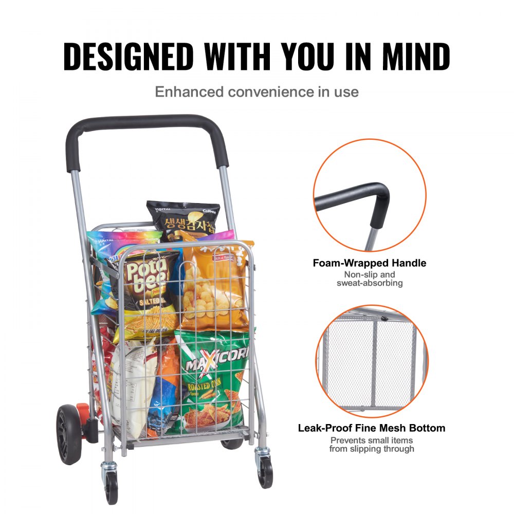 JY-BkS - Lightweight 66lbs Capacity Folding Cart with 360° Swivel Wheels