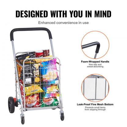 JY-BkM - Compact 110 lbs Capacity Folding Cart for Groceries & Laundry
