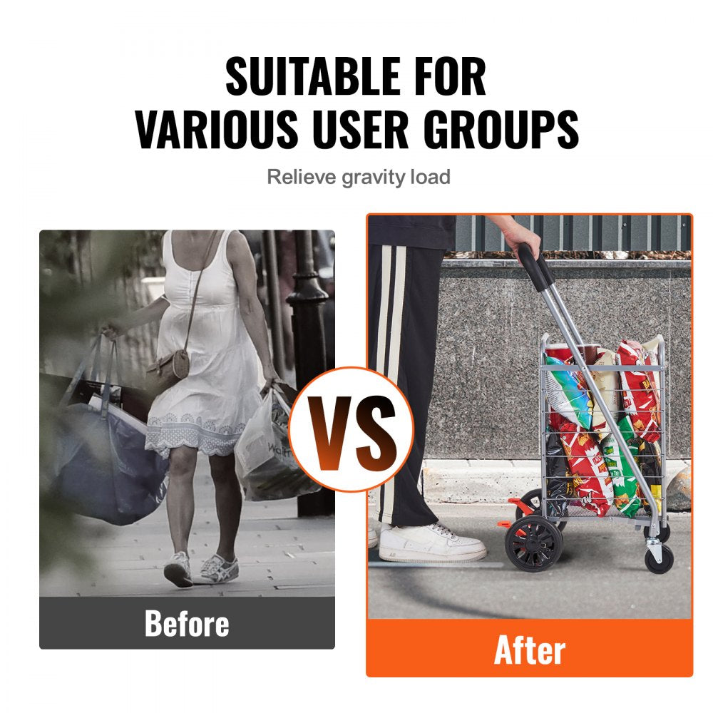 JY-BkM - Compact 110 lbs Capacity Folding Cart for Groceries & Laundry